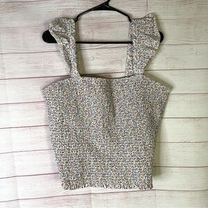 Old Navy Floral Smocked 100% Cotton Tank Top‎ Size XL